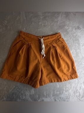 Rust Colored Drawstring Linen-Cotton Blend Women's Shorts~Sz Med Boating, Summer